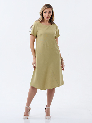 Платье с ассиметричной линией низа оливковое 